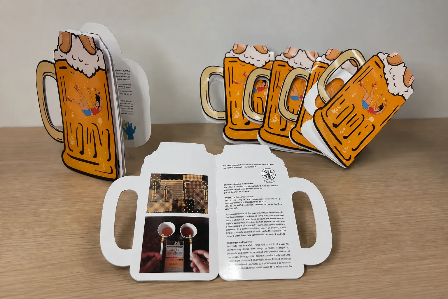 Die-cut booklets shaped as beer mugs, printed and bound