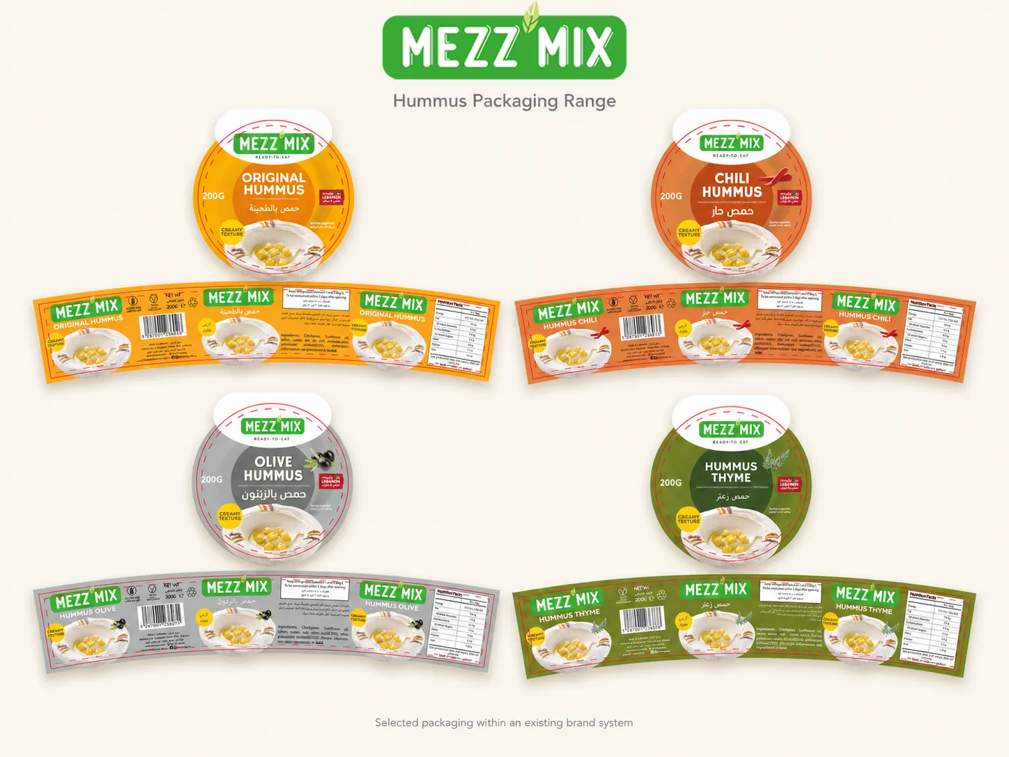 Hummus packaging range